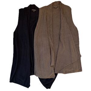 LOT OF 2 Barefoot Dreams Size 1X Sleeveless Cardigans Long Bamboo Chic Lite Vest